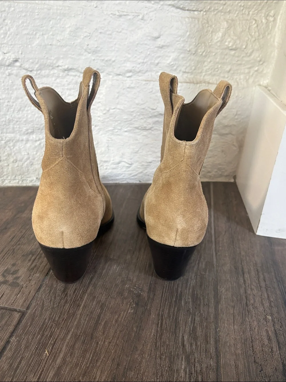 Marc Fisher Suede Pointed Western Booties - Tan